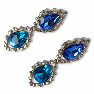 Oscar de la Renta Clip Earrings sapphire coloured